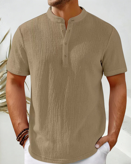 Skjorta Enfärgad Lös Henley