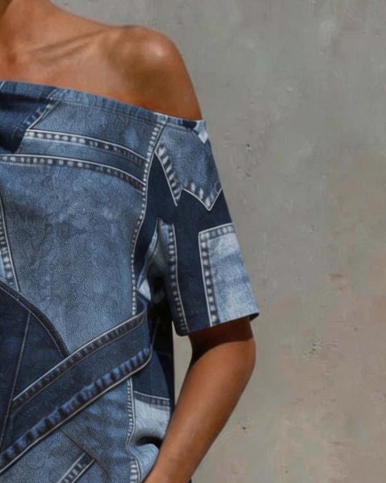 Blus Enaxlad Twist Knut Patchwork