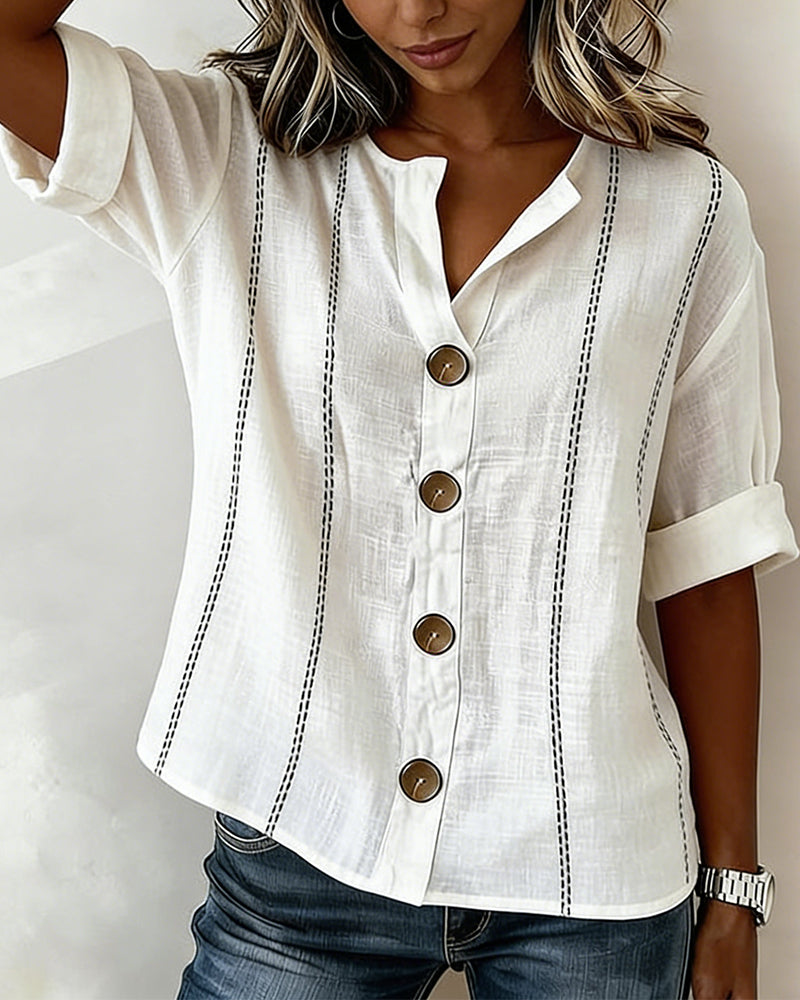 Blus kort ärm knäppning