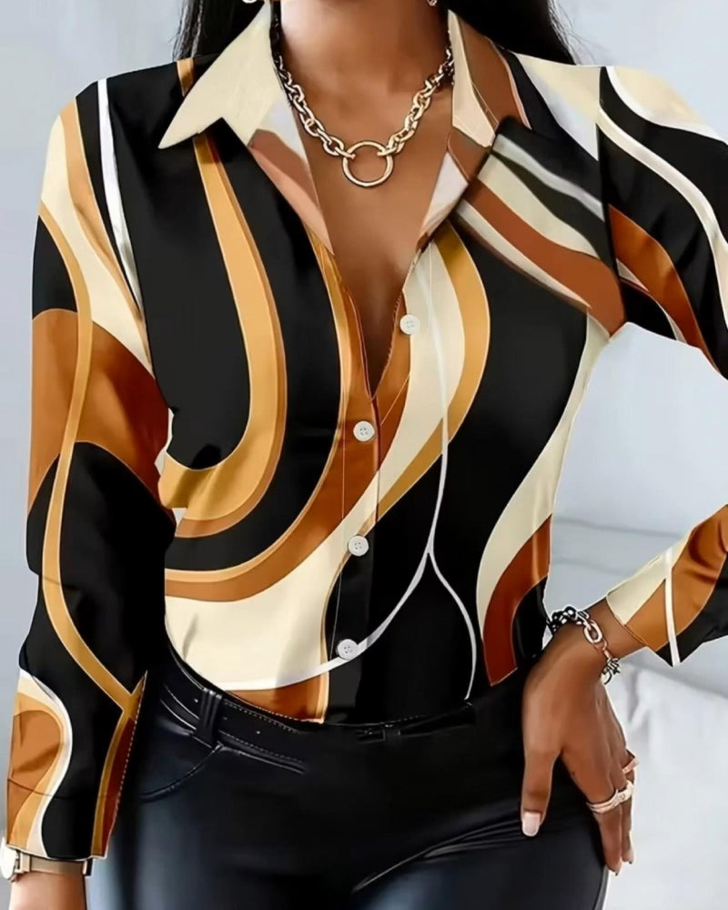 Skjorta Med Stilfull Geometrisk Krage