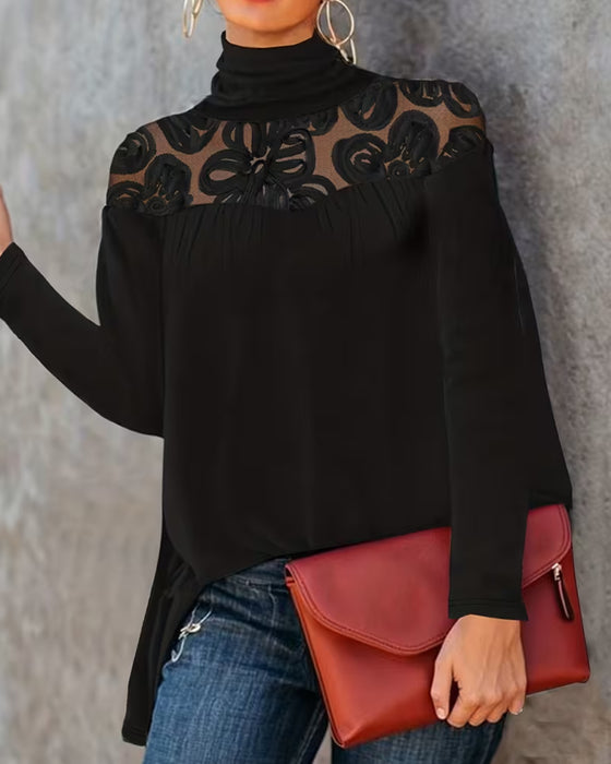 Blus Polokrage Rynkad Blommig