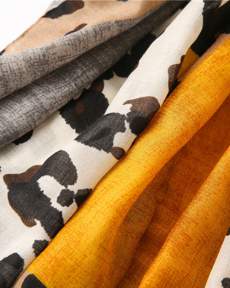 Dam Halsduk Leopard Lapptäcke Print Fransar Schal