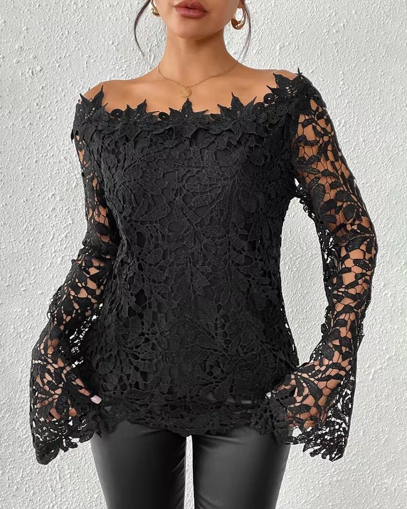 Modig Axelfri Virkad Blus