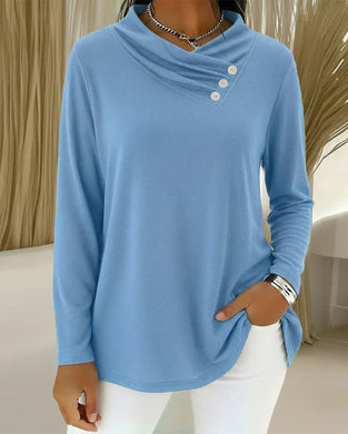Långärmad Enfärgad Topp Med Tre Knappar