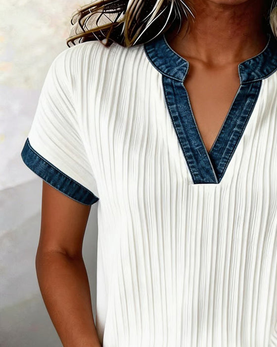 T-shirt Ribbad Jeans Sammanfogad