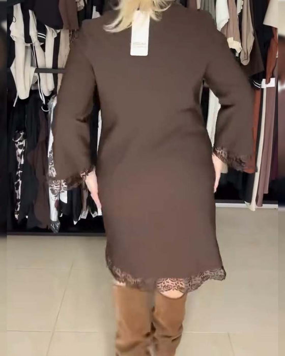 Klänning Delad Ärm Spets Lapparbete Kostym