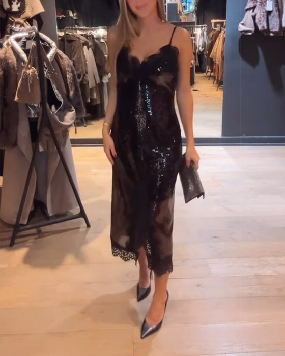 Sophistikerad Spaghetti Band-Klänning För Kvällen