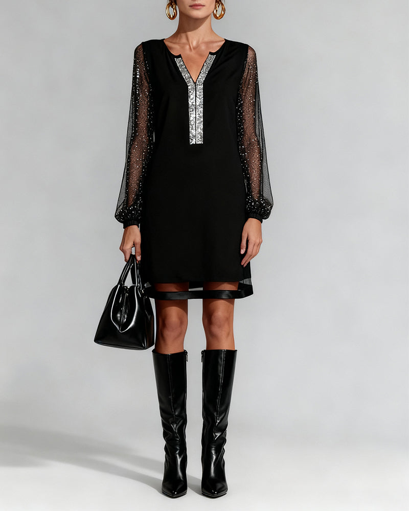 Klänning Elegant V-Ringning Strasstenar