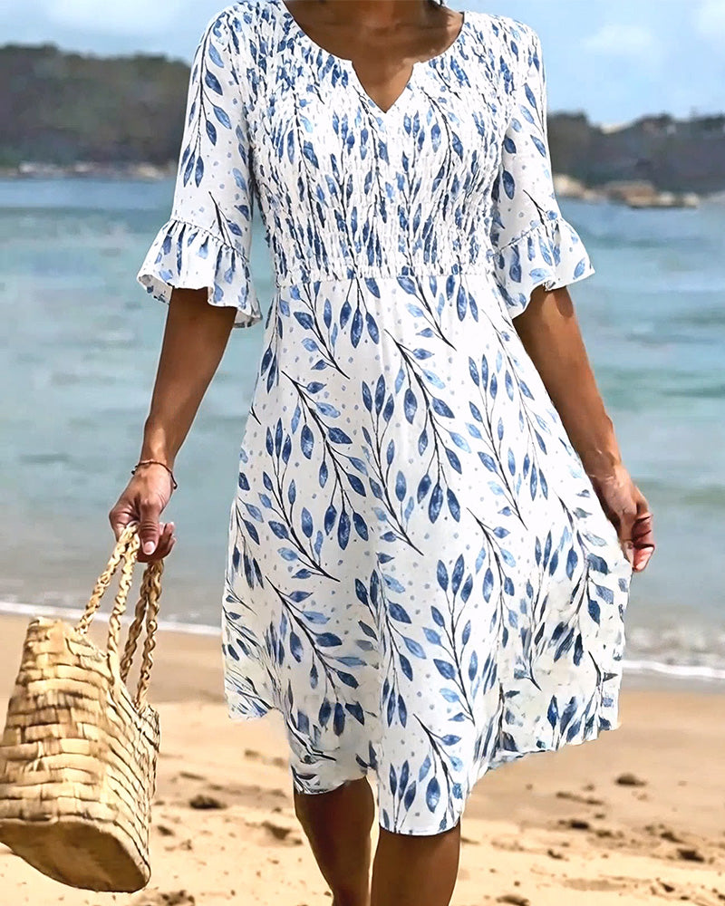 Klänning Halvärm Tryckt