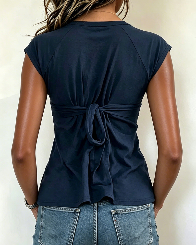 T-Shirt V-Ringad Slim-Fit Enfärgad