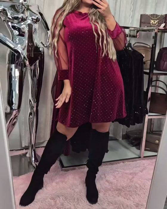 Klänning Nät Långärmad Elegant