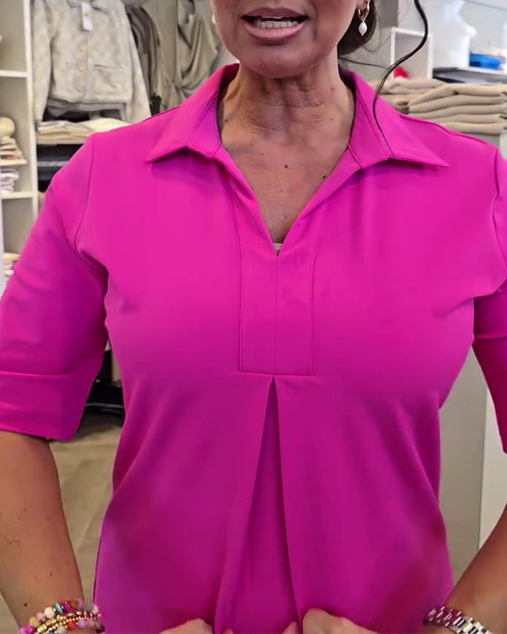 Klänning med Krage Vardaglig Enfärgad