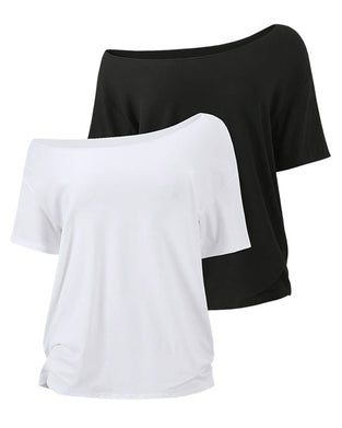 Set Kvinnors Off-Shoulder Loose Fit Topp 2-Delar