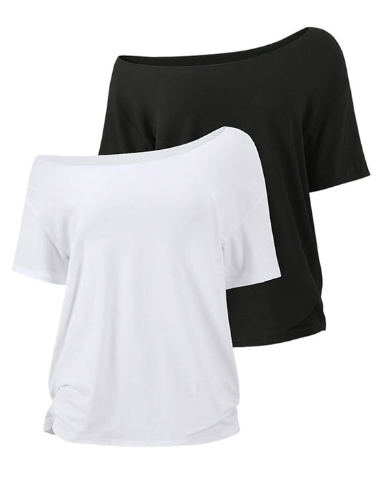 Set Kvinnors Off-Shoulder Loose Fit Topp 2-Delar