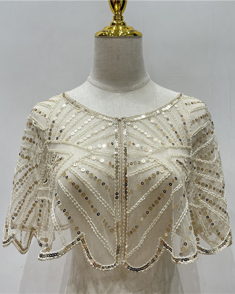 Sjal Vintage Spets med Pärlor