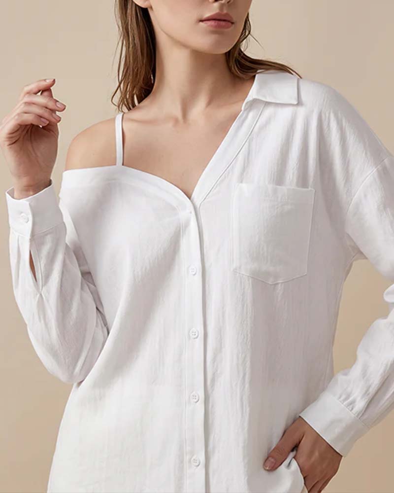 Skjorta Enaxel Texturerad Cami