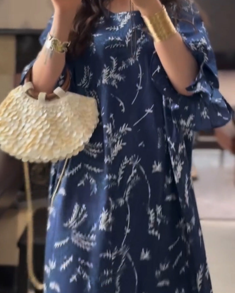 Klänning Enkel Tryckt Lång