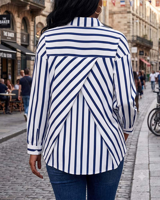 Blus Randig Rygg Kors Oregelbunden