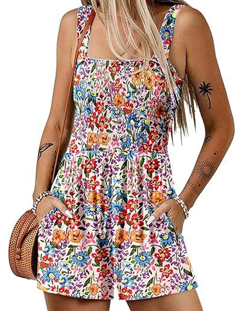 Hoppdräkt blommig avslappnad bandshorts