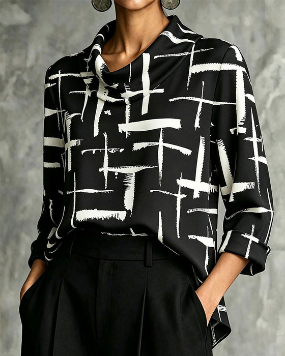 Blus Mock Cowl Neck Kors Mönster