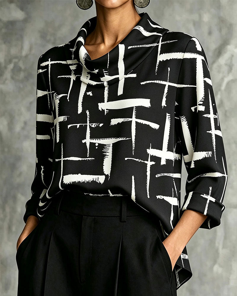 Blus Mock Cowl Neck Kors Mönster