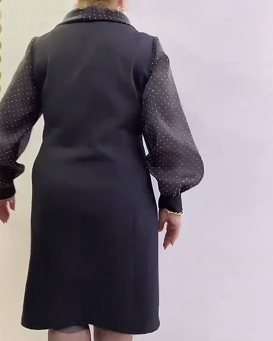 Klänning Lykta Ärm Nät Lapptäcksarbete