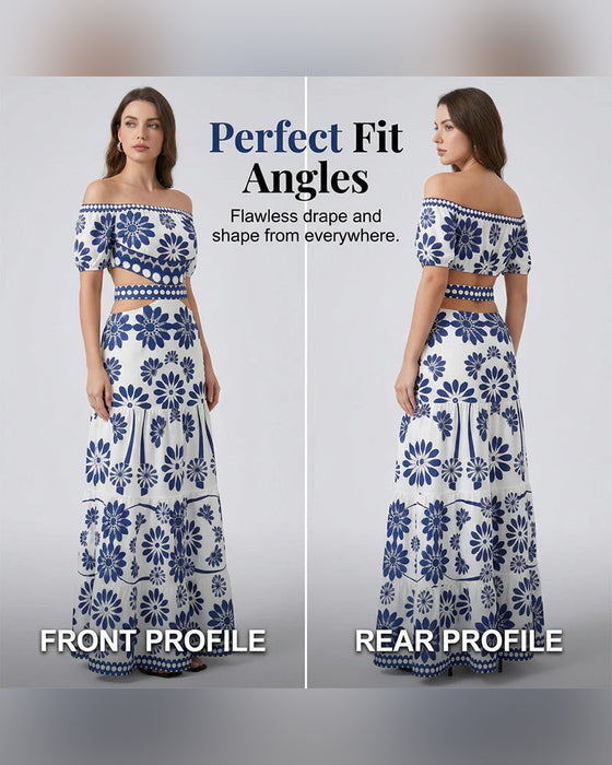 Klänning Off-Shoulder Blommig Urklipp