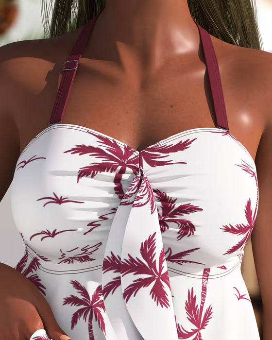 Tankini Palmträd Tryck Sim Kjol