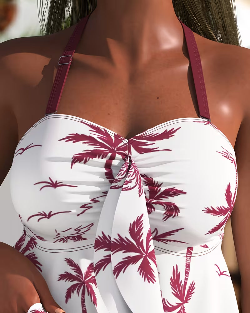 Tankini Palmträd Tryck Sim Kjol
