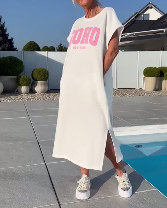 Klänning Mode Lössittande Slits