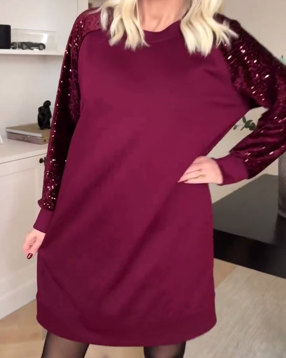 Tröjklänning Pullover Med Crewneck Och Långa Ärmar