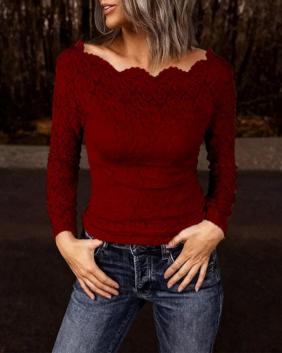 Enfärgad Långärmad Baslager Topp