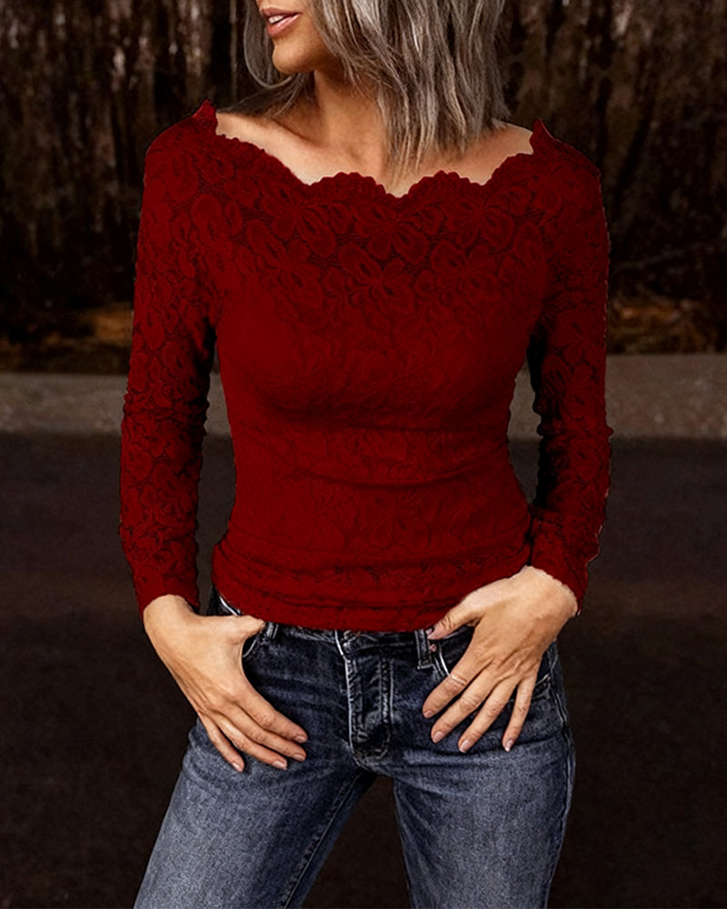 Enfärgad Långärmad Baslager Topp