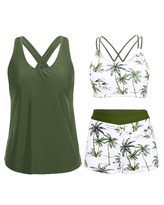 Semester Tryckt Ärmlös Tankini