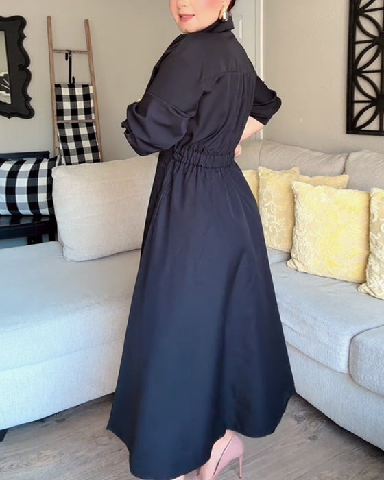 Skjorta Klänning Lapel Midja