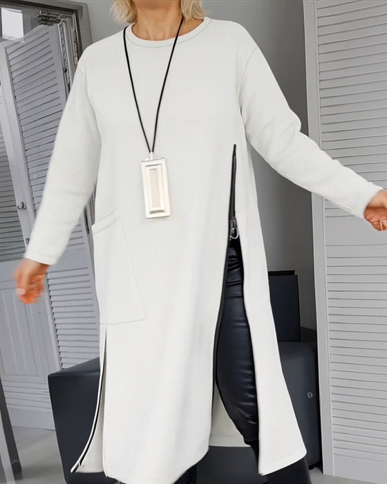 Klänning Stilfull Stor Ficka Dragkedjedesign