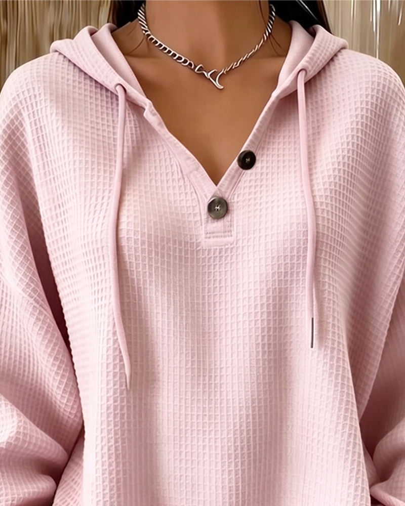 Sweatshirt Avslappnad Enfärgad Snörlina
