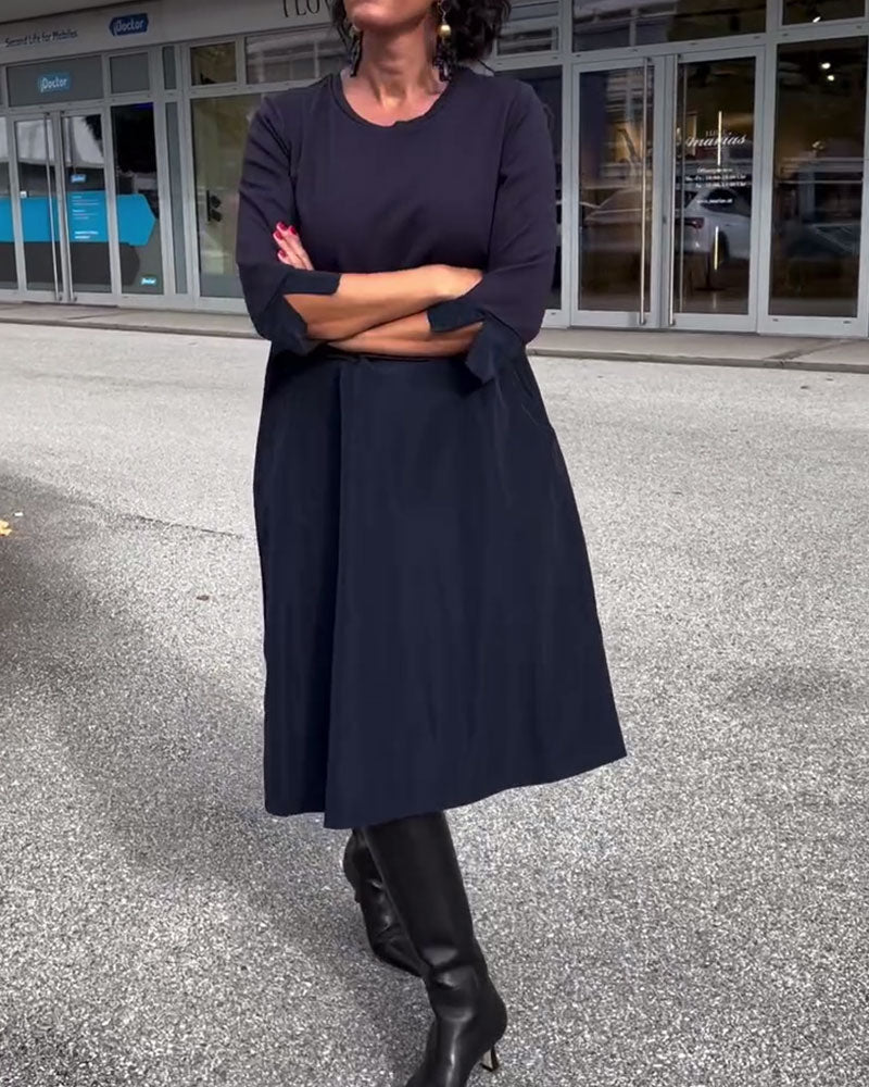 Klänning Rund Halsringning Lapparbete Modern