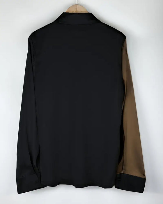 Skjorta Fashionabel Affärssatin Färgblock