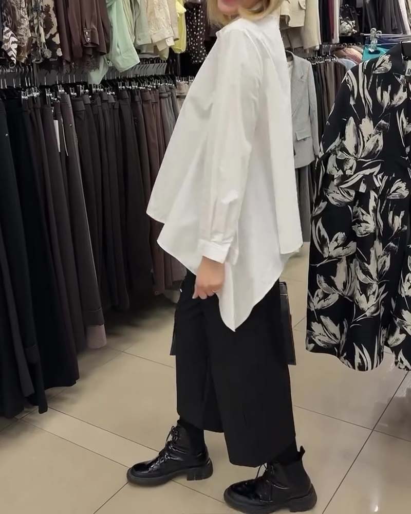 Skjorta Oregelbunden Sida Blixtlås