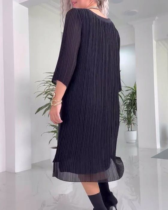 Enfärgad slits casual klänning