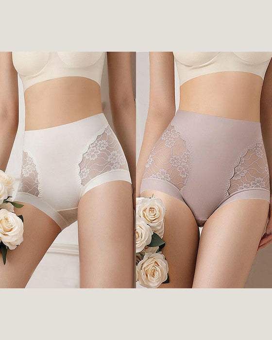 Dam Hög Midja Spets Sömlöst Stretch Sidenmjukt Underkläder