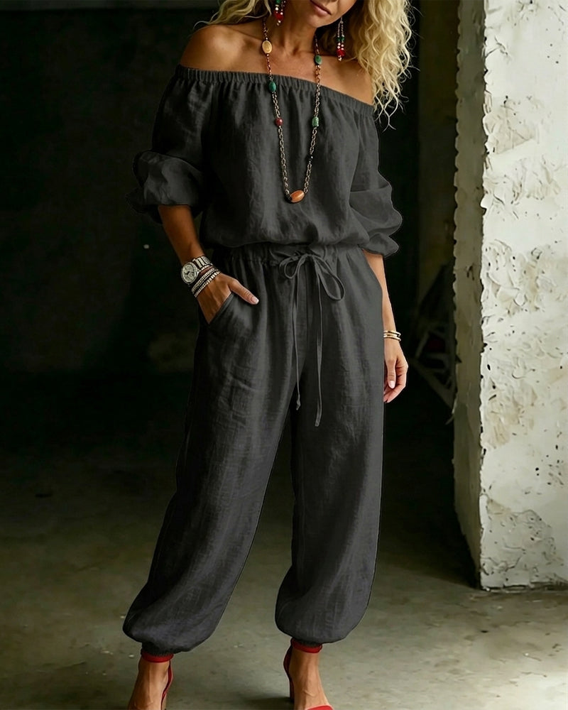 Hoppdräkt Off-Shoulder Knyt Midja Snörd Midja