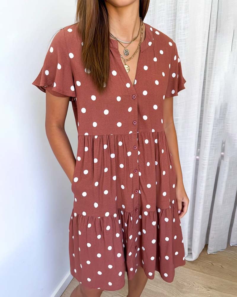 Klänning Polka Pris Kort Ärm Skjorta