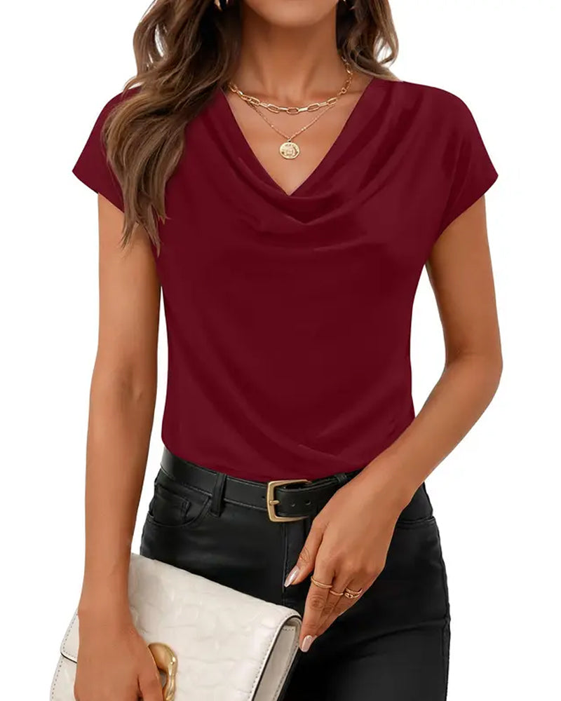 T-Tröja Draperad Cowlneck Kortärmad