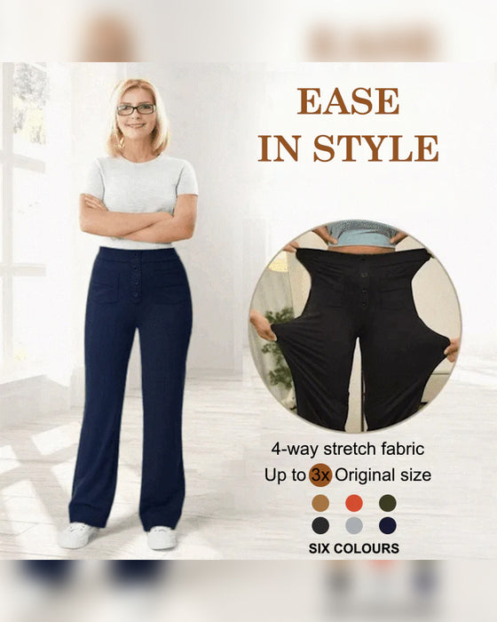 Byxor Högmidjade Knäppning Vida Ben