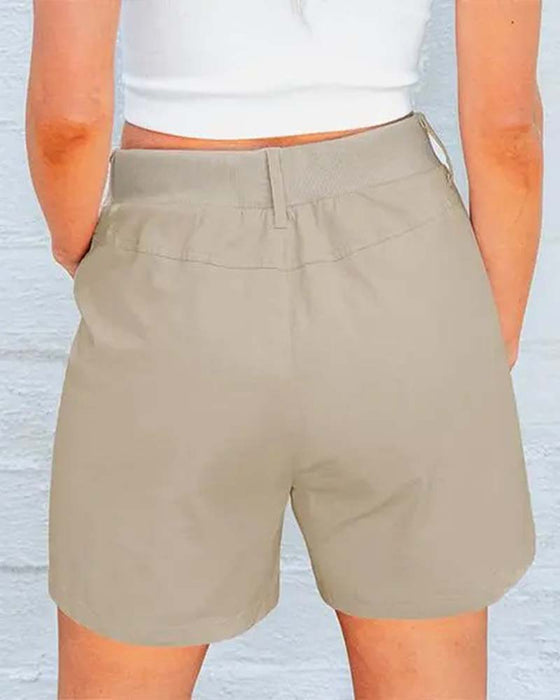 Shorts Med Fickor Knappar Enfärgad