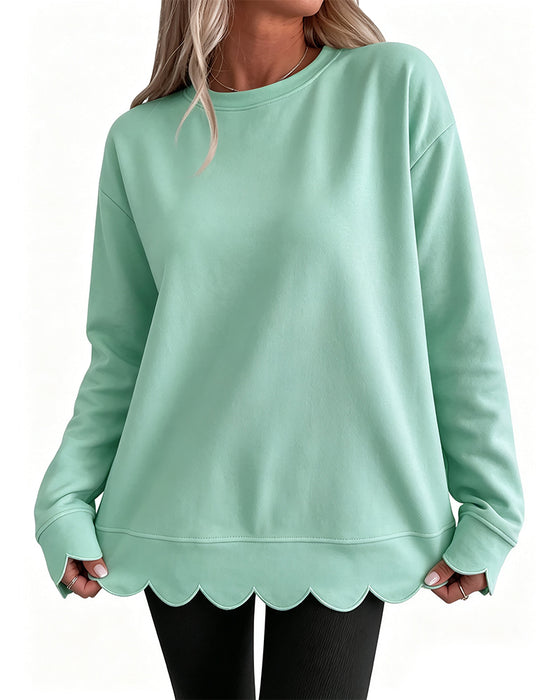 Sweatshirt Scallop Trim Avslappnad