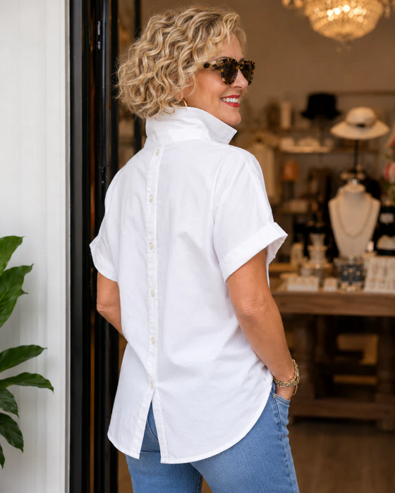 Blus Ficka Knapp V-Hals Casual