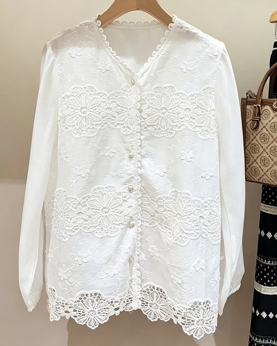 Blus Utskärning Spets Trim
